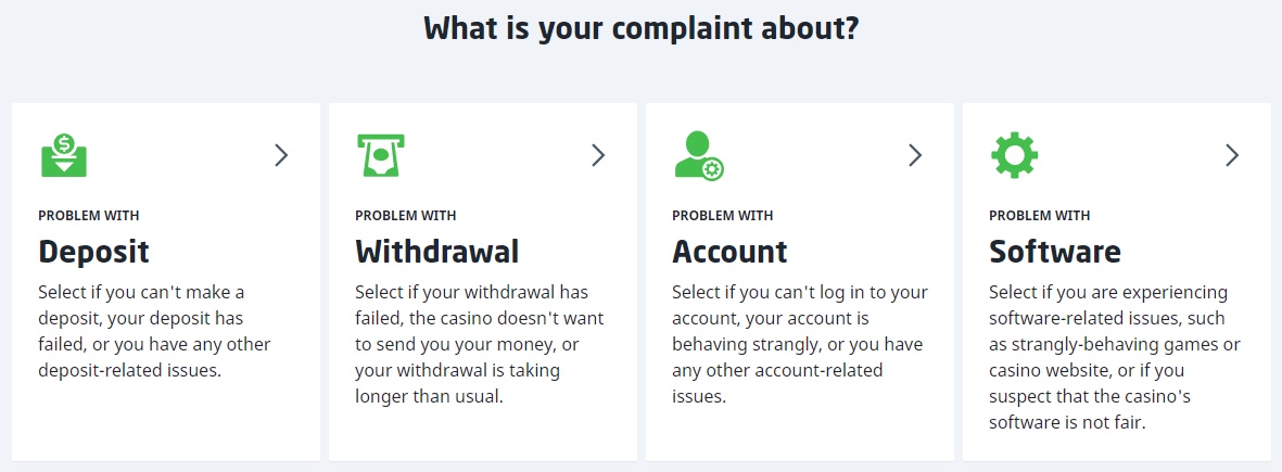 Categories of complaints